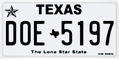 TX license plate DOE5197