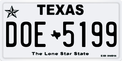 TX license plate DOE5199