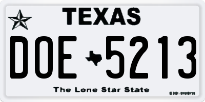 TX license plate DOE5213