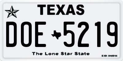 TX license plate DOE5219