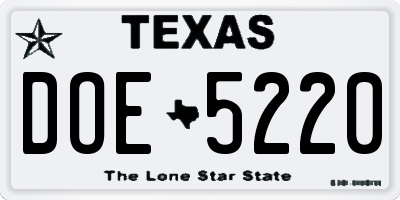 TX license plate DOE5220