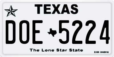 TX license plate DOE5224