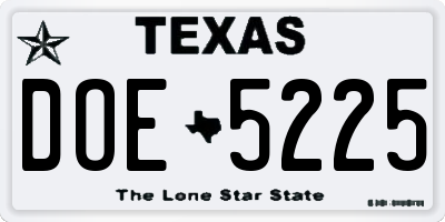 TX license plate DOE5225