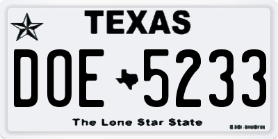 TX license plate DOE5233