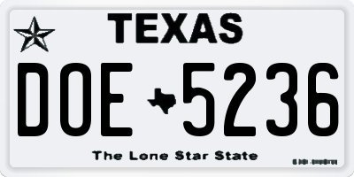 TX license plate DOE5236