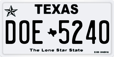 TX license plate DOE5240