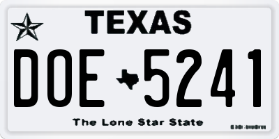 TX license plate DOE5241