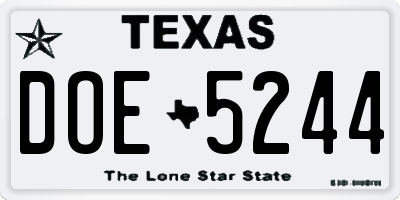 TX license plate DOE5244
