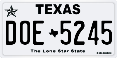 TX license plate DOE5245