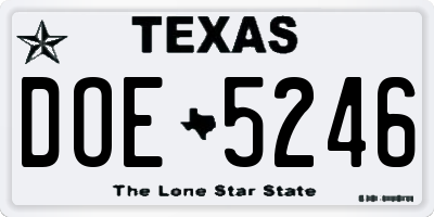 TX license plate DOE5246