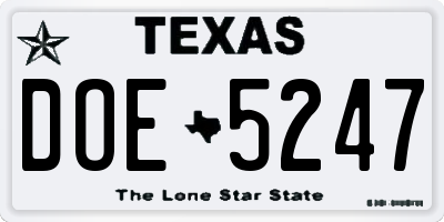 TX license plate DOE5247