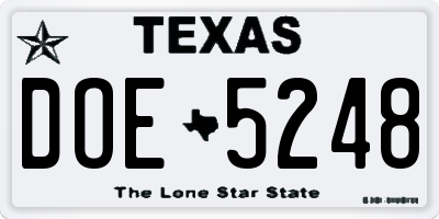 TX license plate DOE5248