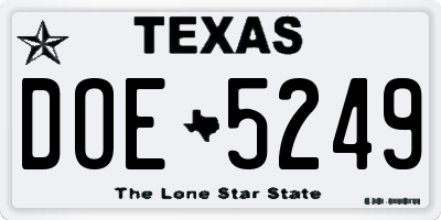 TX license plate DOE5249