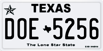 TX license plate DOE5256