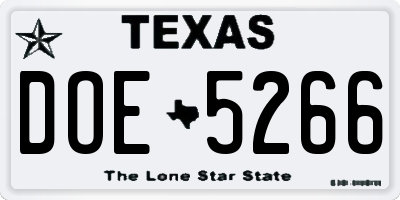 TX license plate DOE5266