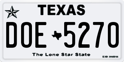 TX license plate DOE5270
