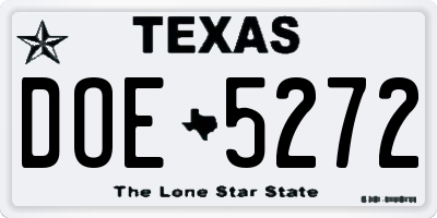 TX license plate DOE5272