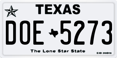 TX license plate DOE5273