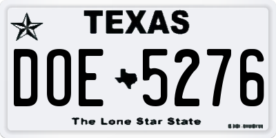 TX license plate DOE5276