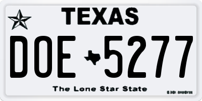 TX license plate DOE5277