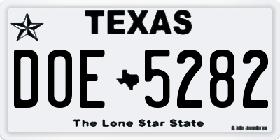 TX license plate DOE5282