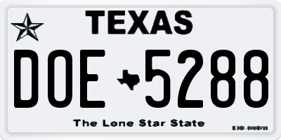 TX license plate DOE5288