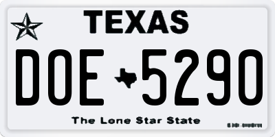 TX license plate DOE5290