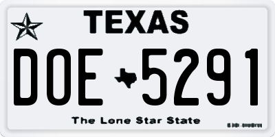 TX license plate DOE5291