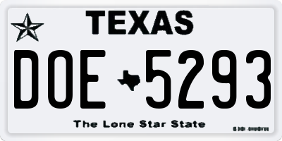 TX license plate DOE5293