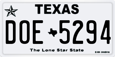 TX license plate DOE5294