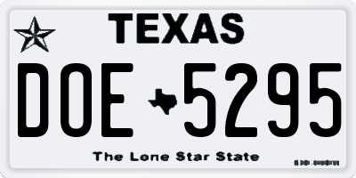 TX license plate DOE5295