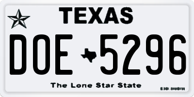 TX license plate DOE5296