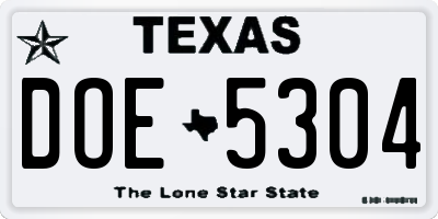 TX license plate DOE5304