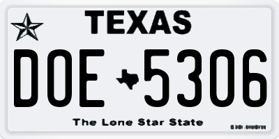 TX license plate DOE5306