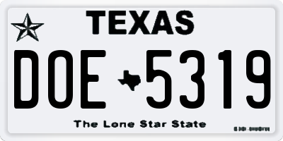TX license plate DOE5319