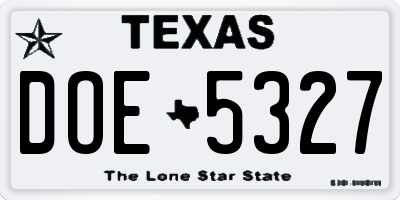 TX license plate DOE5327