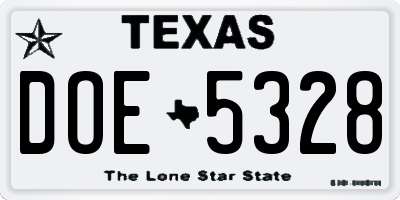 TX license plate DOE5328