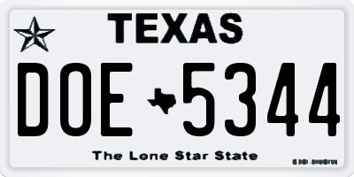 TX license plate DOE5344