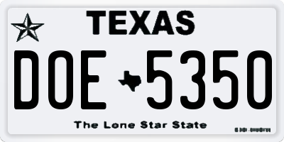 TX license plate DOE5350