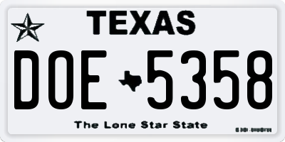 TX license plate DOE5358