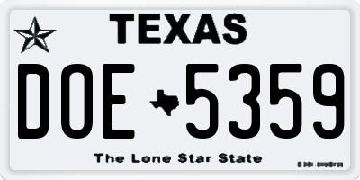 TX license plate DOE5359