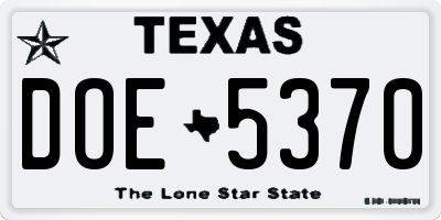 TX license plate DOE5370