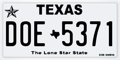 TX license plate DOE5371