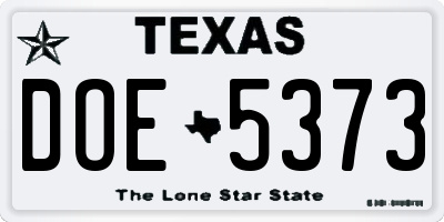 TX license plate DOE5373