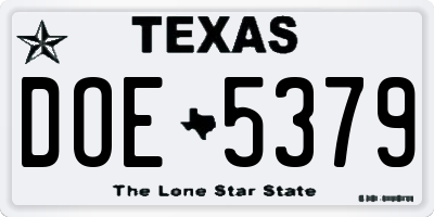 TX license plate DOE5379