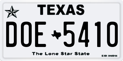 TX license plate DOE5410
