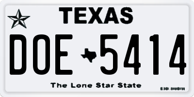 TX license plate DOE5414