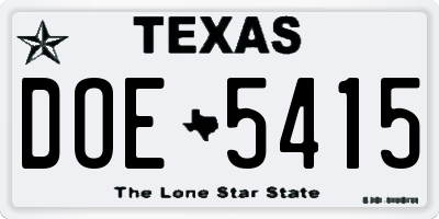 TX license plate DOE5415