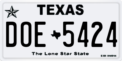 TX license plate DOE5424