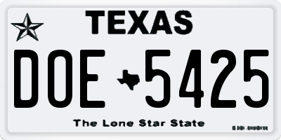 TX license plate DOE5425
